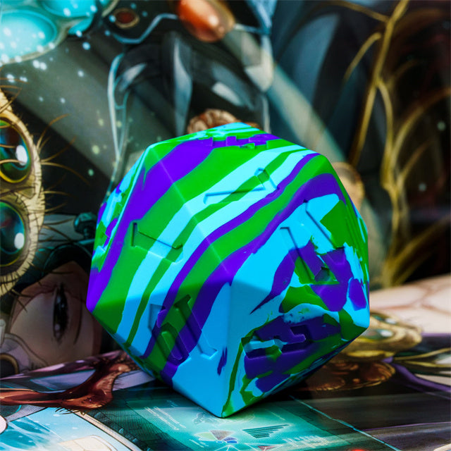 Large Wonderland Blue/Green Silicone d20 Dice 55mm | RPG Dice Novelty Piece (Online Only)