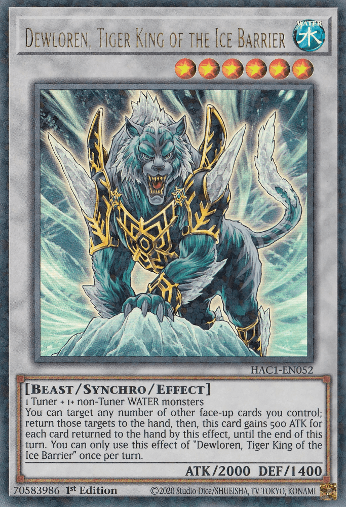 Dewloren, Tiger King of the Ice Barrier (Duel Terminal) [HAC1-EN052] Parallel Rare (ONLINE ORDER ONLY)