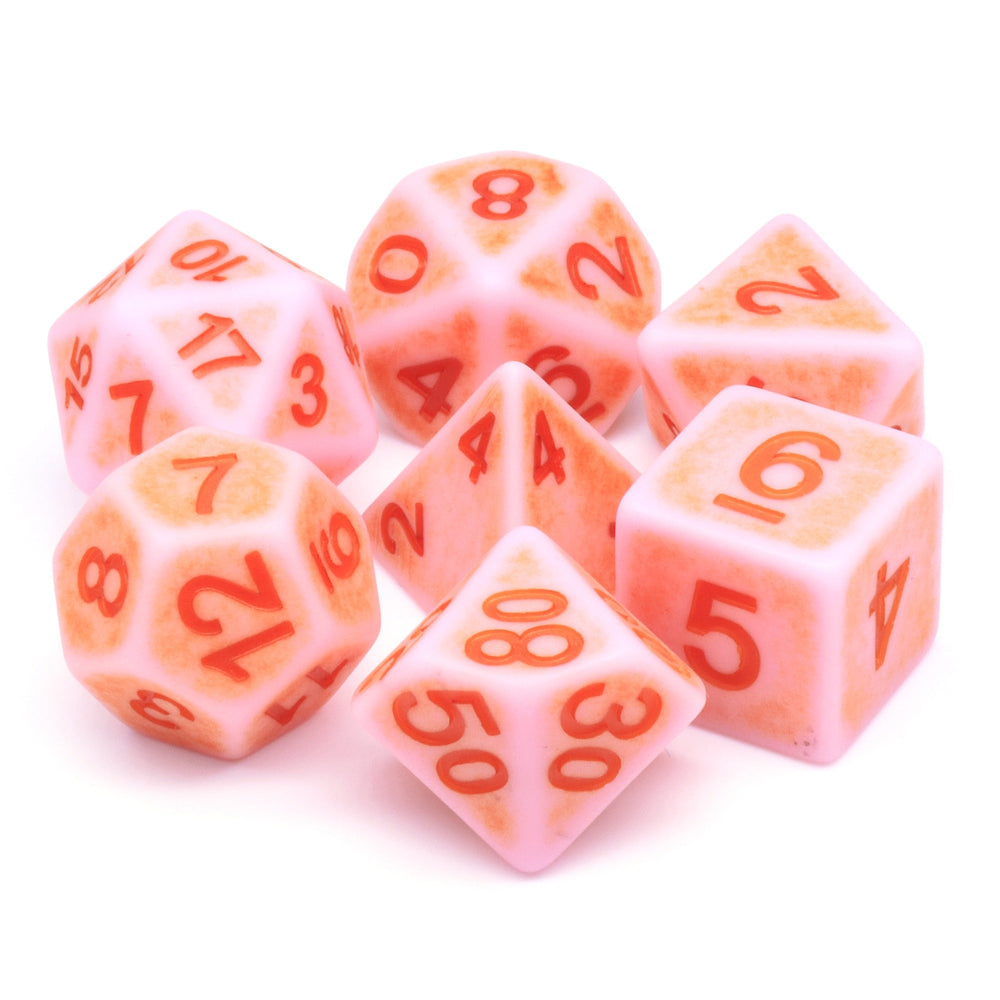 Rosy Cheeks Ancient 7-Dice Set Role Playing Dungeons and Dragons Dice (Light Salmon Pink) (Online Only)