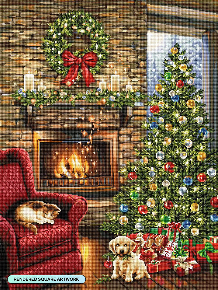 Diamond Art Club – Fireside Christmas Diamond Painting (Square Drill, 27.6" x 36.6") (ONLINE ORDER ONLY)