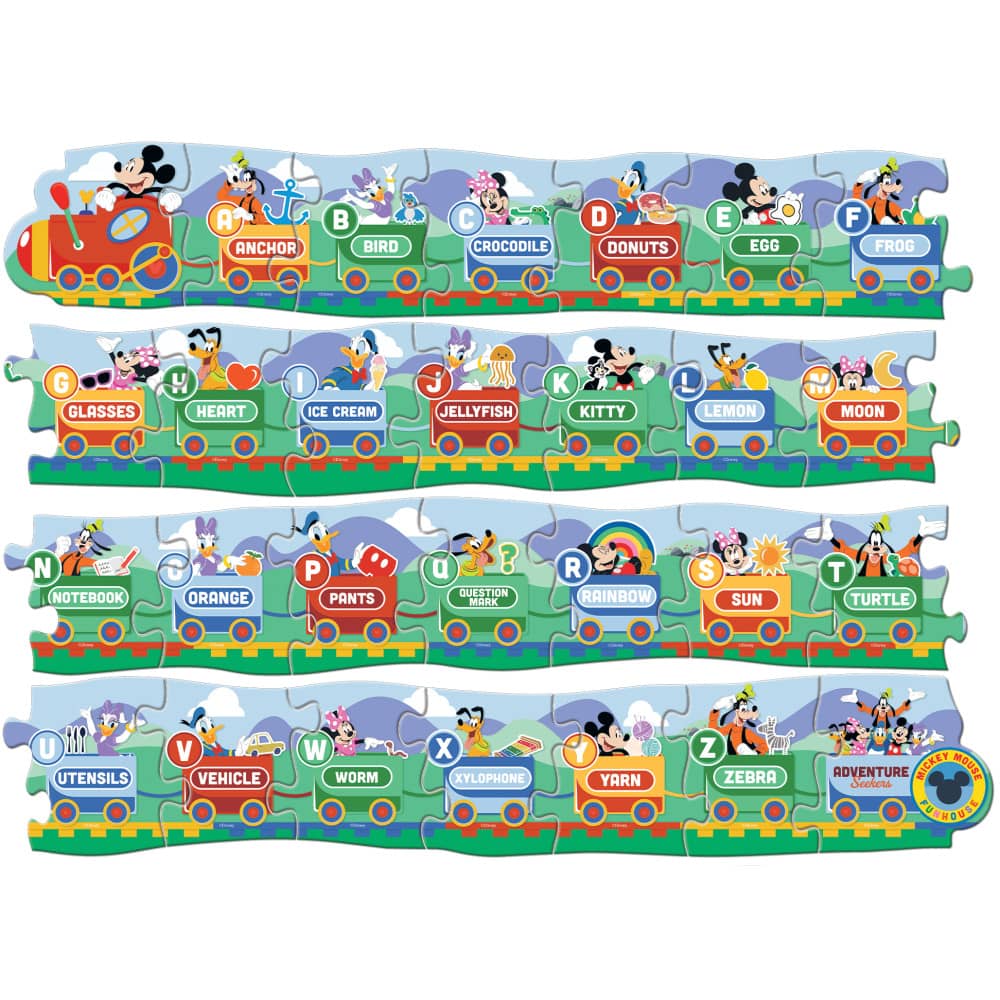 Disney - Mickey ABCs Educational Train 28 Piece Wood Floor Puzzle (ONLINE ORDER ONLY)