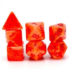 Satan's Pain 7-Dice Set Red & Light Red w/Red Numbers Dnd Dice Set (Online Only)