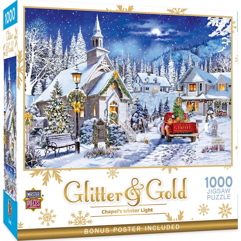 Glitter & Gold - Chapel's Winter Light 1000 Piece Jigsaw Puzzle