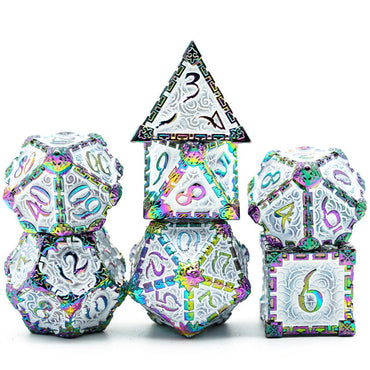 White Rainbow Metal Dice（Dagger of Venom）7-Dice Udixi RPG (Online Only)