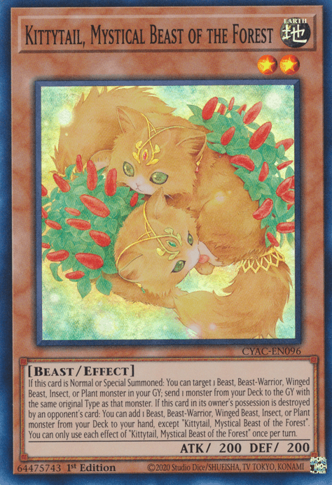 Kittytail, Mystical Beast of the Forest [CYAC-EN096] Super Rare (ONLINE ORDER ONLY)