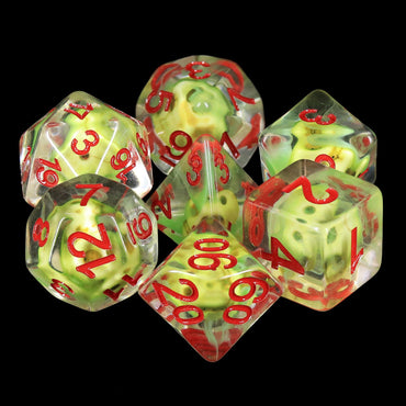 Sulfur Skull Dice Green/Red Halloween Resin 7-Dice (Online Only)