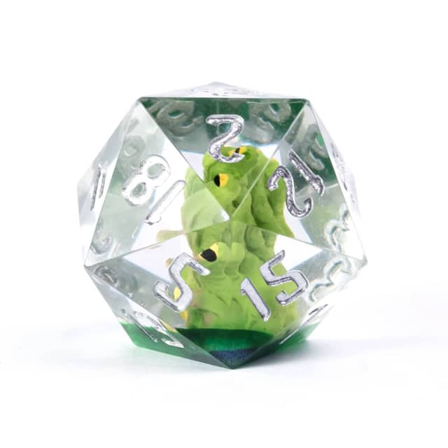 Green Beholder 22mm D20 DND Roll a D20 Dice Handmade Sharp Resin (Online Only)