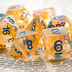 Ranger (Arrow) Clear Dice Blue w/ Golden Arrow 7-Dice Set Rpg (Online Only)