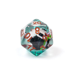 Bamboo Panda on Blue Glitter 7-Dice Set w/Copper Numbers Dnd Dice Set (Online Only)