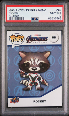 2023 UPPER DECK FUNKO POP MARVEL  ROCKET PATINA #68  PSA 10 (Online Order Only)