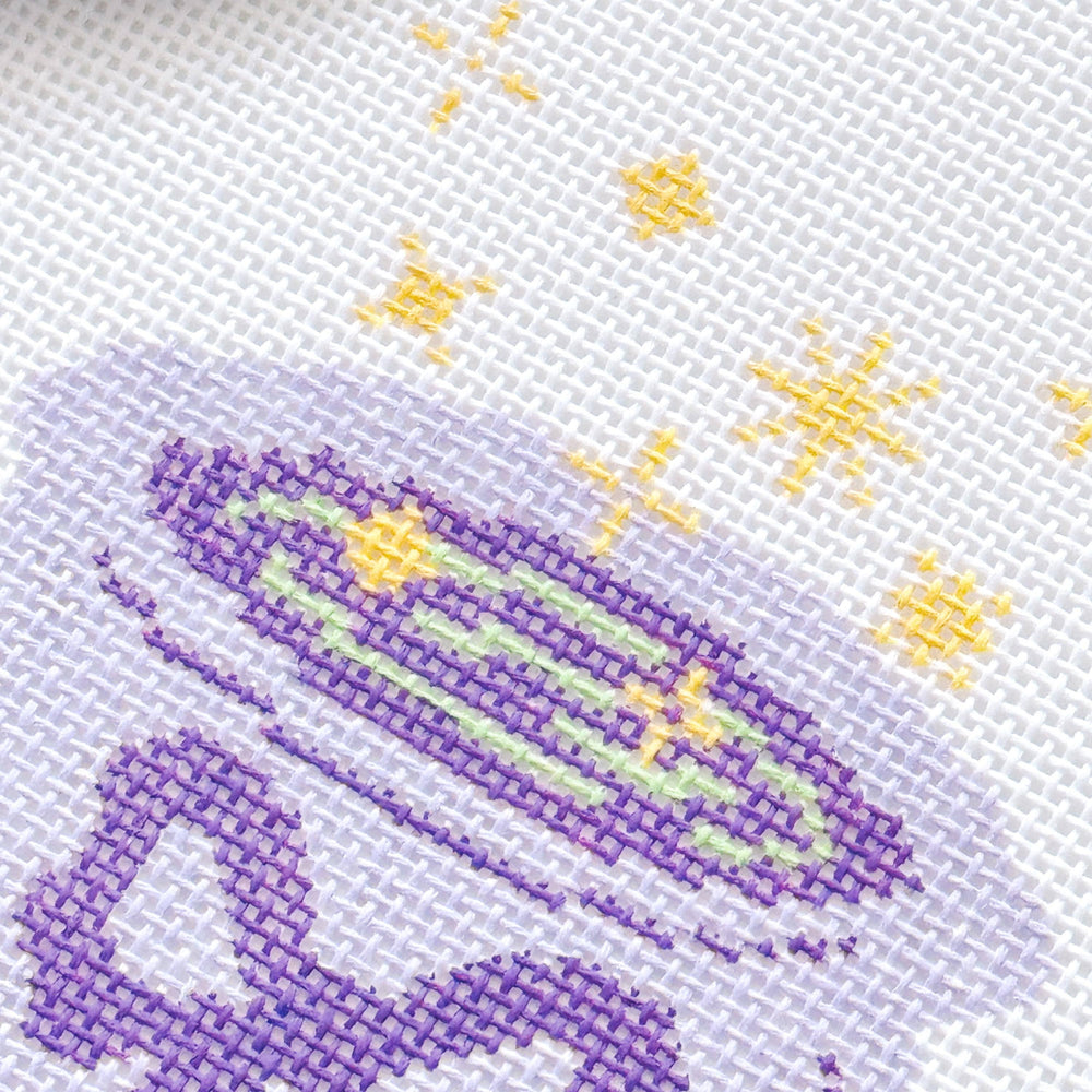 Cotswold Co Designs - Magic Cauldren Halloween Needlepoint Canvas, 18 mesh, 4x4” design, modern trendy needlepoint canvas, bow Halloween needlepoint (ONLINE ORDER ONLY)