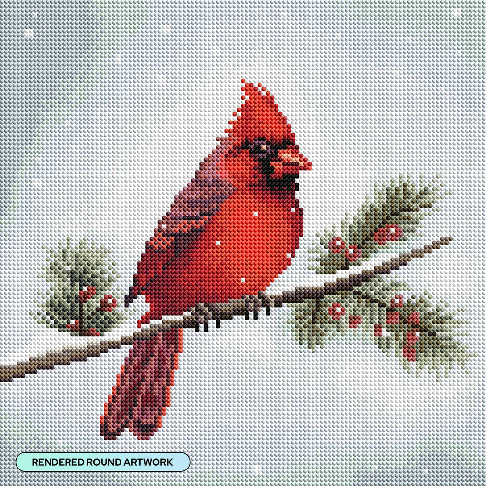 Diamond Art Club – Winter Cardinal Diamond Painting (Round Drill, 13" x 13") (ONLINE ORDER ONLY)