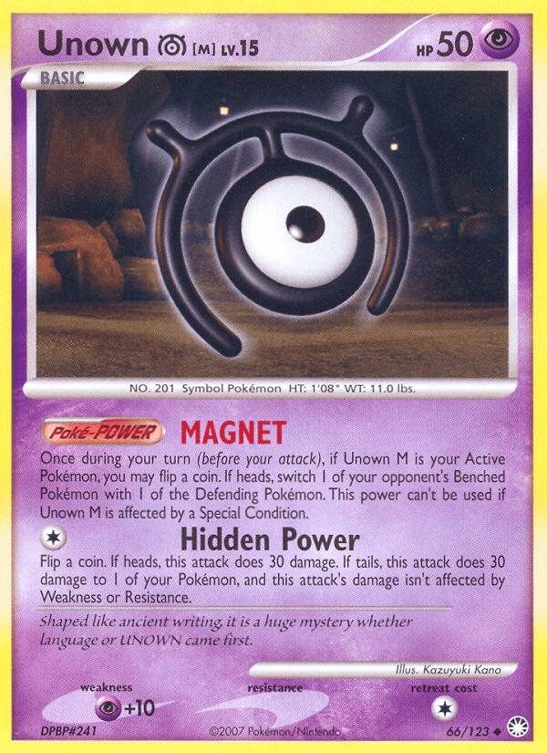 Unown M (66/123) [Diamond & Pearl: Mysterious Treasures] (Online Only)