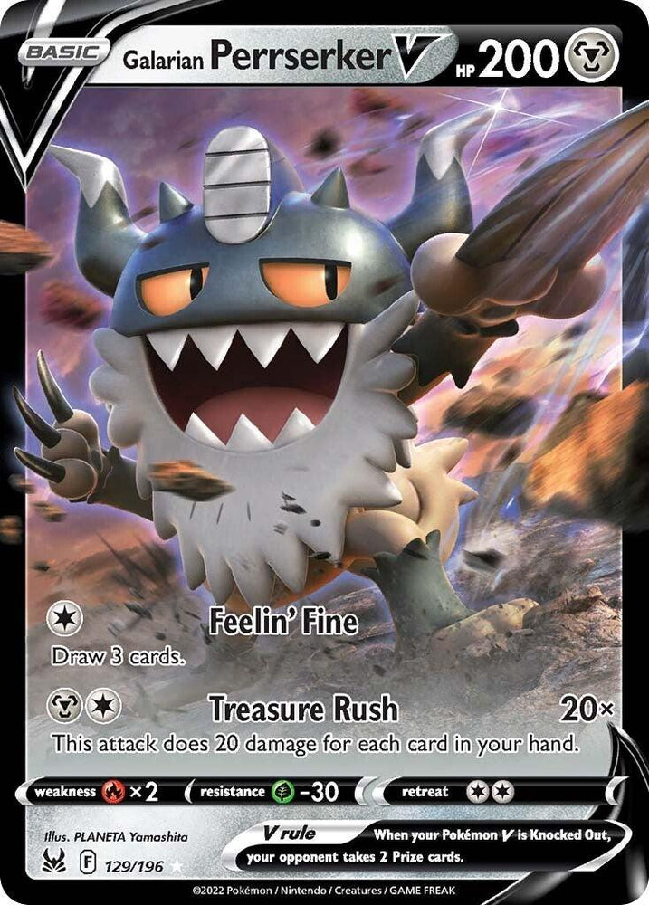 Galarian Perrserker V (129/196) [Sword & Shield: Lost Origin] (Online Only)