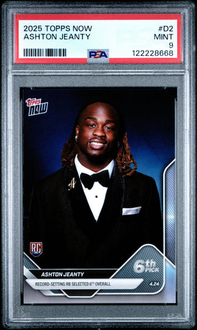 Graded 2025 Topps Now Ashton Jeanty #D2 Rookie RC Football Card PSA 9 Mint (ONLINE ORDER ONLY)