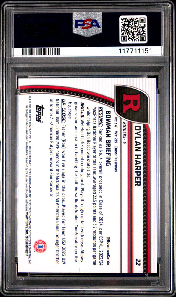 Graded 2024 Topps Bowman U Chrome Dylan Harper #22 Rookie RC Basketball Card PSA 9 Mint (ONLINE ORDER ONLY)