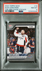 Graded 2024 Topps Now Alex Ovechkin #10 The GR8 Chase Sticker Hockey Card PSA 8 Near Mint (ONLINE ORDER ONLY)