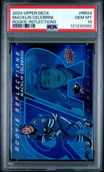 Graded 2024 Upper Deck Macklin Celebrini #RR24 Rookie Reflections Rookie RC Hockey Card PSA 10 Gem Mint (ONLINE ORDER ONLY)