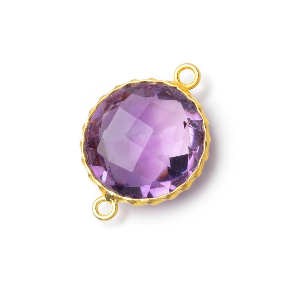 AAA Vermeil Rope Bezel Pink Amethyst Faceted Coin Connector 1 piece (ONLINE ORDER ONLY)