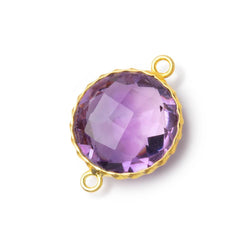 AAA Vermeil Rope Bezel Pink Amethyst Faceted Coin Connector 1 piece (ONLINE ORDER ONLY)