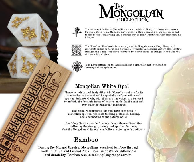 Mongolian White Opal Stone Dice Set - Dice Around the World Collection (ONLINE ORDER ONLY)