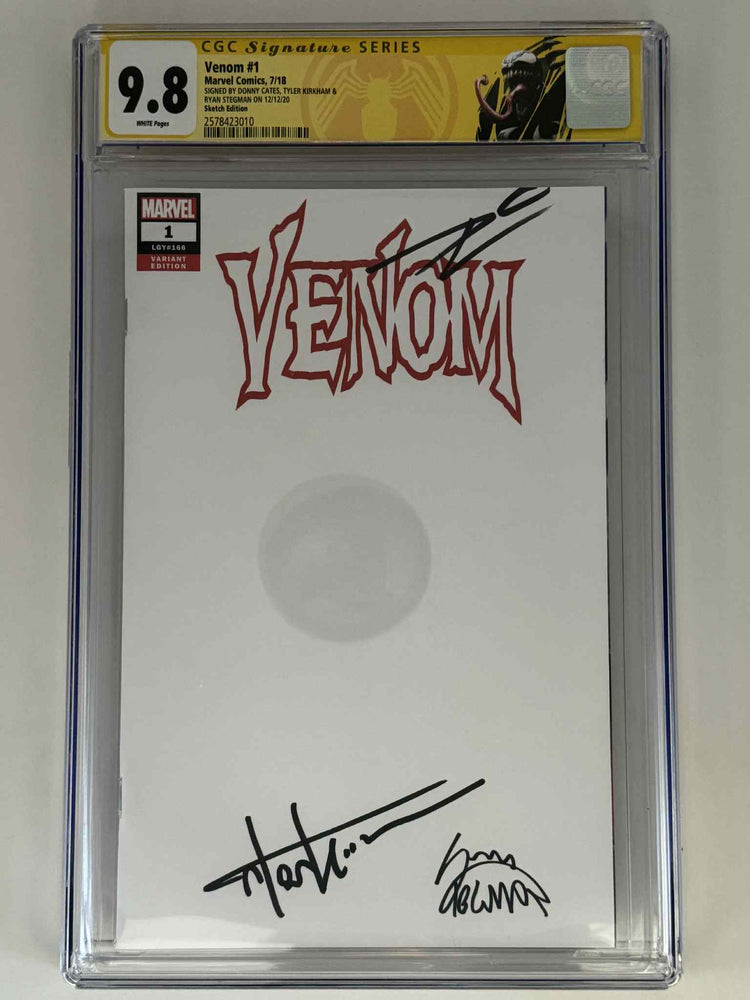 [Triple Signed by Tyler Kirkham | Donny Cates | Ryan Stegman] Venom #1 CGC 9.8 Yellow Label Exclusive Blank Var (ONLINE ORDER ONLY)