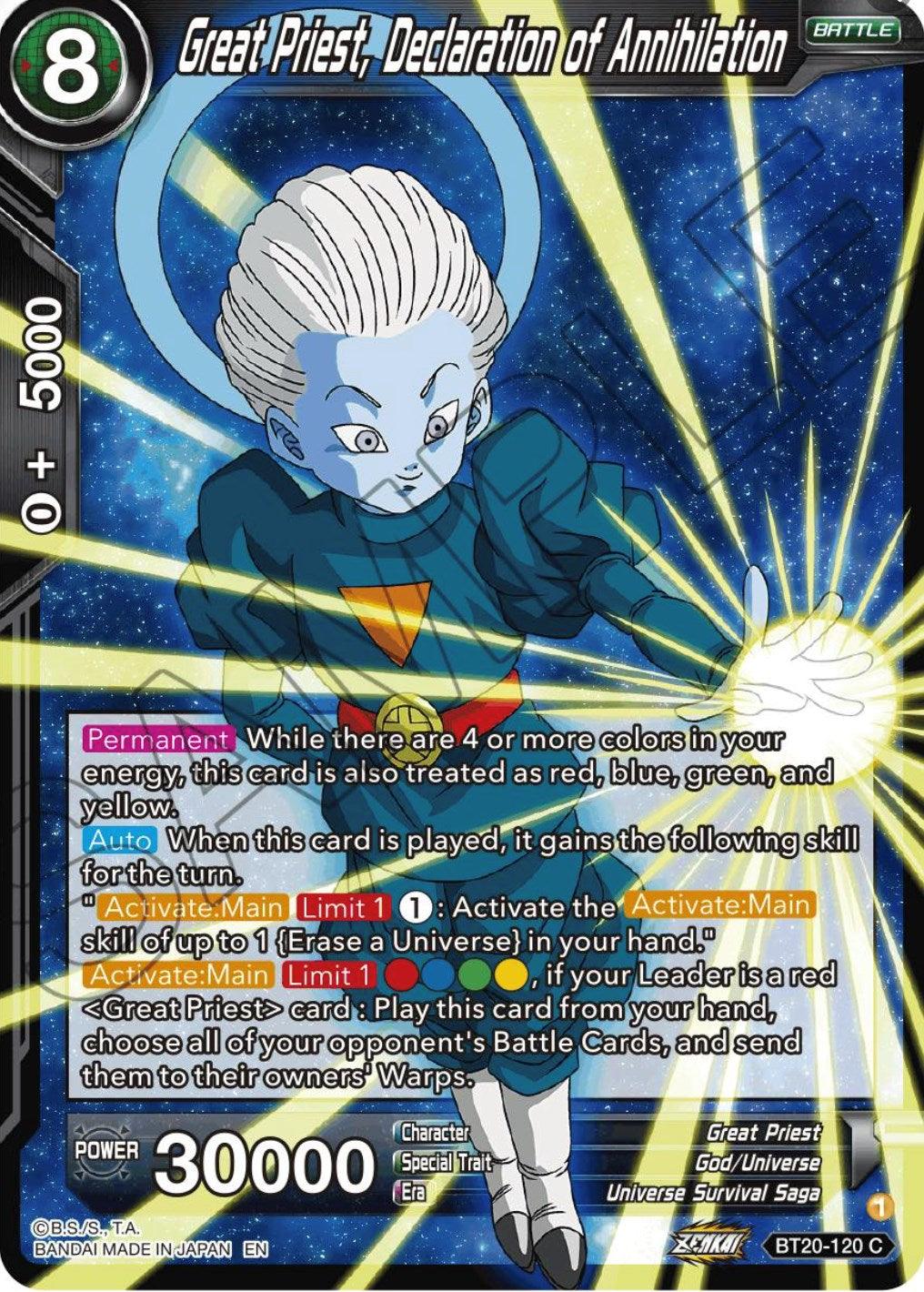 Great Priest, Declaration of Annihilation (BT20-120) [Power Absorbed] (ONLINE ORDER ONLY)