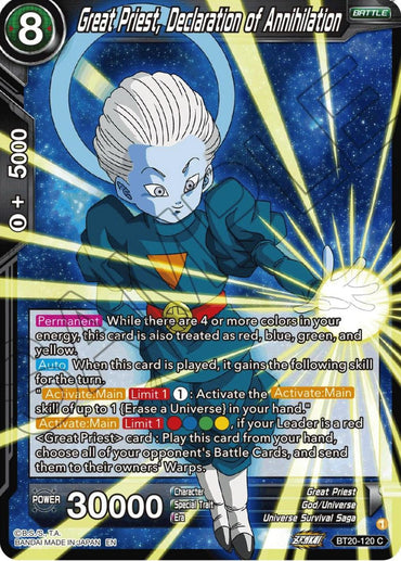 Great Priest, Declaration of Annihilation (BT20-120) [Power Absorbed] (ONLINE ORDER ONLY)