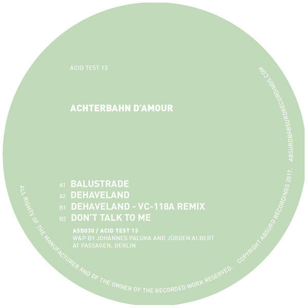 ACHTERBAHN D'AMOUR - Acid Test 13 [Vinyl] (ONLINE ORDER ONLY)