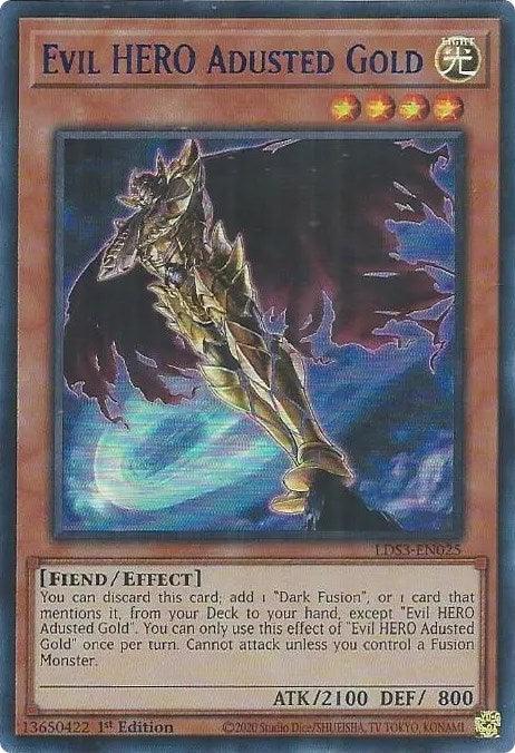 Evil HERO Adusted Gold (Blue) [LDS3-EN025] Ultra Rare (ONLINE ORDER ONLY)