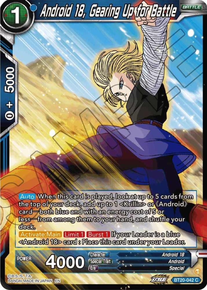 Android 18, Gearing Up for Battle (BT20-042) [Power Absorbed] (ONLINE ORDER ONLY)