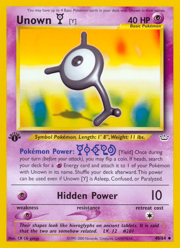 Unown [Y] (40/64) [Neo Revelation 1st Edition] (Online Only)