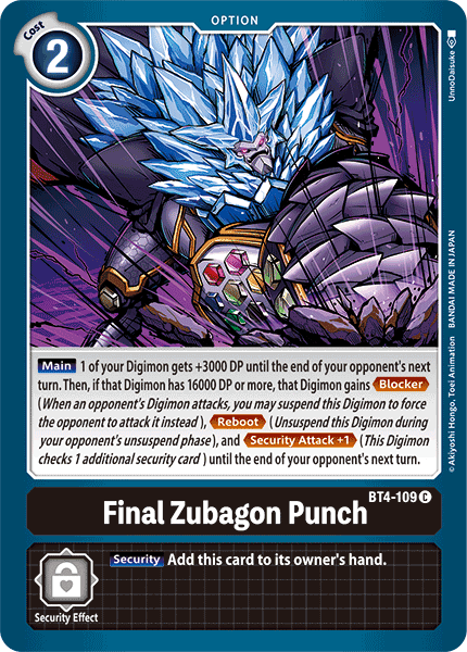 Final Zubagon Punch [BT4-109] [Great Legend] (ONLINE ORDER ONLY)