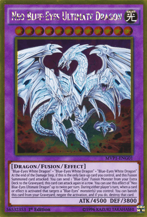 Neo Blue-Eyes Ultimate Dragon [MVP1-ENG01] Gold Rare (ONLINE ORDER ONLY)