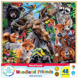 Wood Fun Facts - Woodland Friends 48 Piece Wood Jigsaw Puzzle (ONLINE ORDER ONLY)