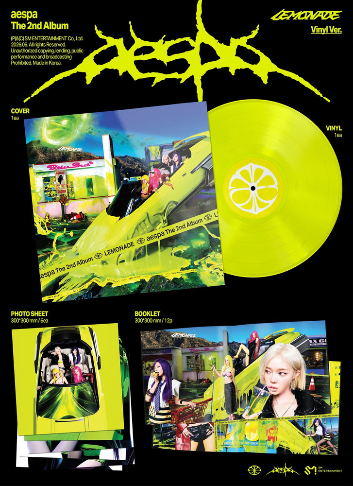 PRE-ORDER aespa - The 2Nd Album ‘Lemonade’ [Neon Yellow Vinyl] [Vinyl] (ONLINE ORDER ONLY)