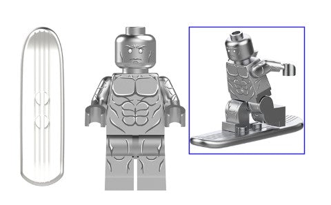 Cosmic Silver Heroine Custom Minifig – Female Space Surfer with Board (Fan-Made) (ONLINE ORDER ONLY)