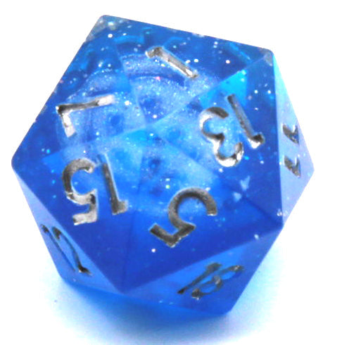 Dreaming of Space 7-Dice Set Resin Sharp Edge RPG DND Blue Glitter (Online Only)