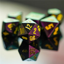 Rose Red Monster Glitter DND Dice (Rose Red&Green&Golden) 7-Dice Dungeons and Dragons Dice (Online Only)