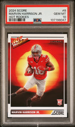 Graded 2024 Panini Score Marvin Harrison Jr #8 Hot Rookies Rookie RC Football Card PSA 10 Gem Mint (ONLINE ORDER ONLY)