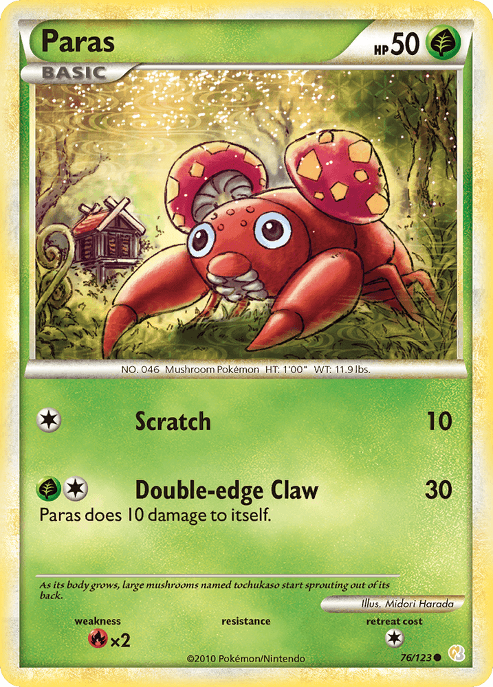 Paras (76/123) [HeartGold & SoulSilver: Base Set] (Online Only)