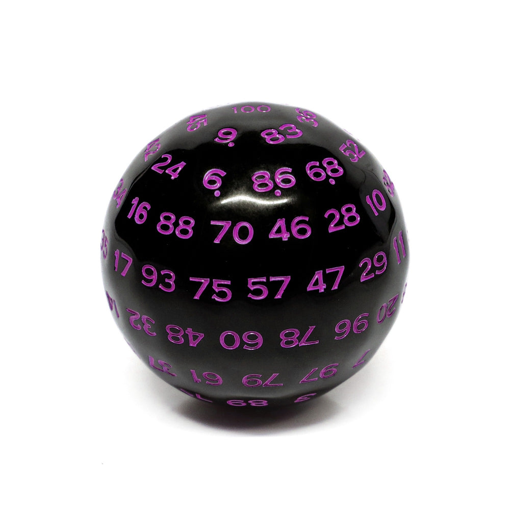 "Purple" Single 100 Sided Polyhedral Dice (D100) | Solid Black Color (45mm) Purple (Online Only)