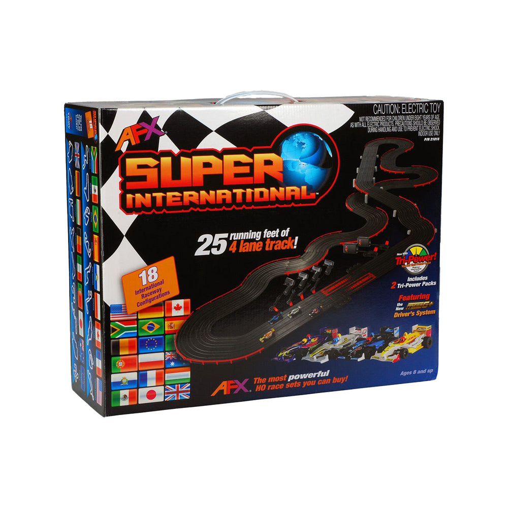 AFX Super International HO Formula Slot Car Track Set w/4 Formula Cars (Mega G+) 21018 (ONLINE ORDER ONLY)
