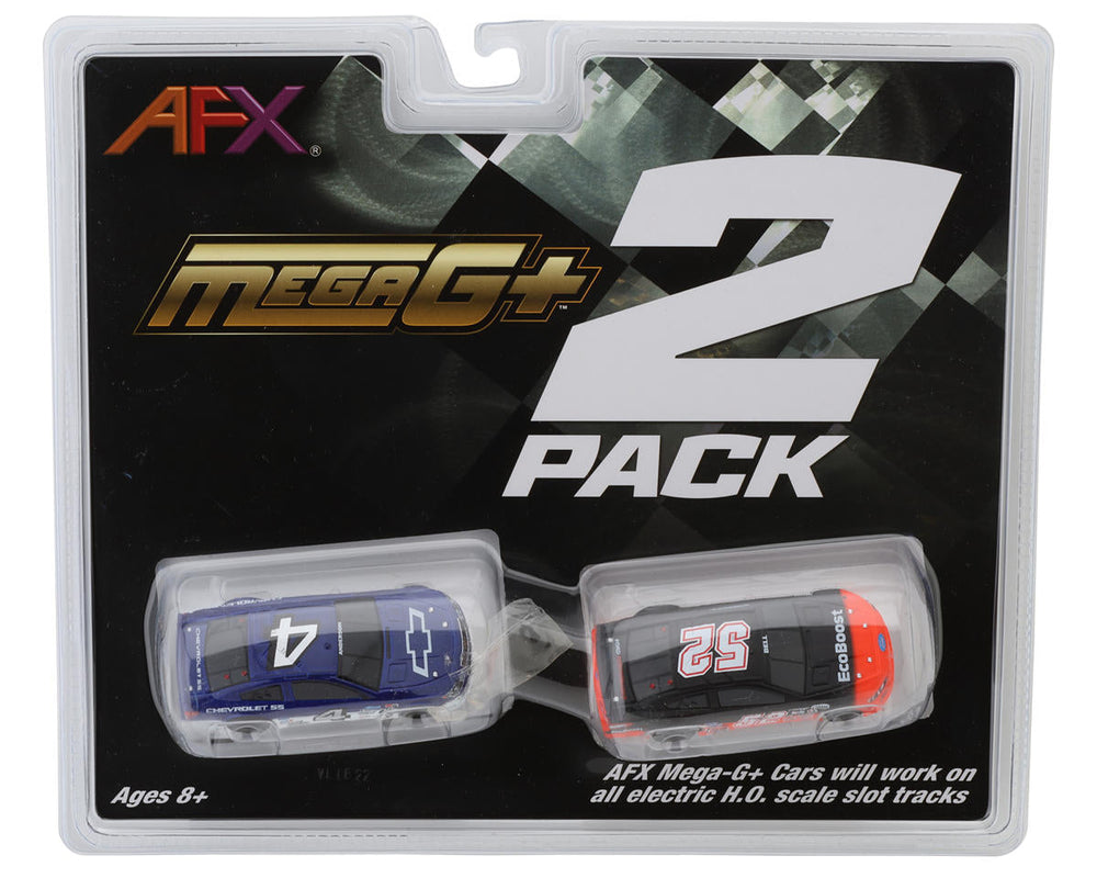 AFX Two Pack Stocker HO Slot Car Set (2) (Blue, Black) (LWB) (Mega G+) 22041 (ONLINE ORDER ONLY)