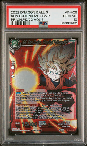 2022 DRAGON BALL SUPER SON GOTEN/FML.FLWP. #P-428 - PSA 10 (Online Order Only)