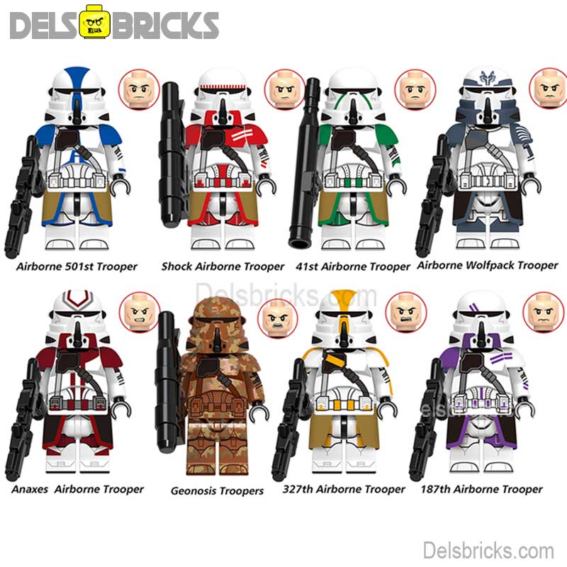 Airborne Clone troopers Set of 8 | Lego Star Wars Minifigures Custom Toys (ONLINE ORDER ONLY)