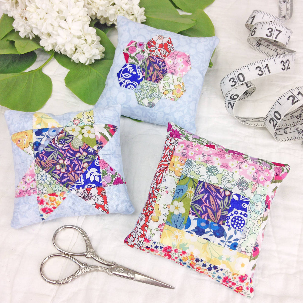 Liberty Patchwork Pincushion Kit – Set of 3 (ONLINE ORDER ONLY)