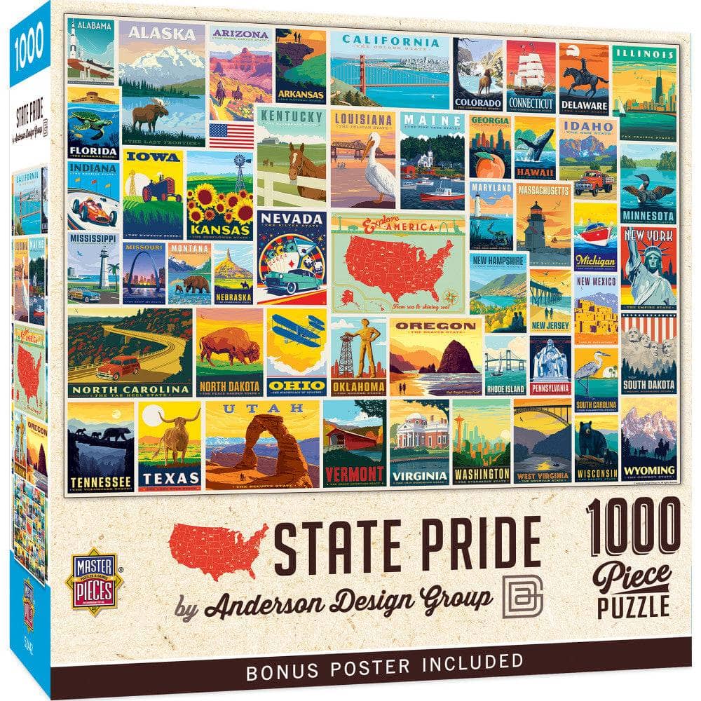 Vintage Posters - State Pride 1000 Piece Jigsaw Puzzle (ONLINE ORDER ONLY)