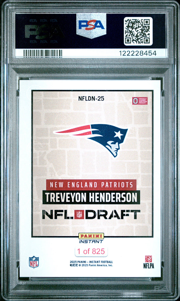 Graded 2025 Panini Instant TreVeyon Henderson #NFLDN25 NFL Draft Night Rookie RC Football Card PSA 10 Gem Mint (ONLINE ORDER ONLY)
