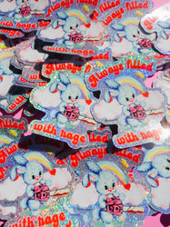 Always Filled with Rage Waterproof Vinyl Sticker – Holographic Funny Bunny Chainsaw Decal (Online Order Only)